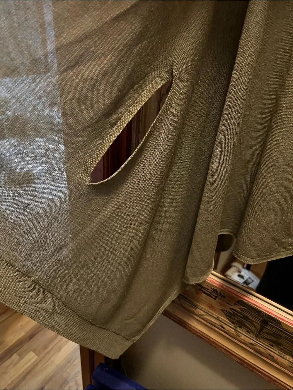 Talbots Olive Green Lightweight Knit Ruana / Travel Wrap